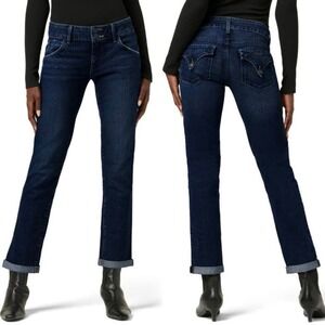 HUDSON COLLIN MID-RISE STRAIGHT LEG CROP JEANS IN BLUE NWT WOMEN'S SIZE 24‎